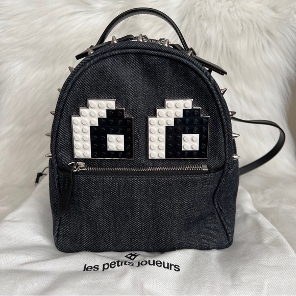 Les Petits Joueurs Micro Mick Lego Eyes Spiked Mini Backpack denim  Bag $800 - Picture 1 of 12